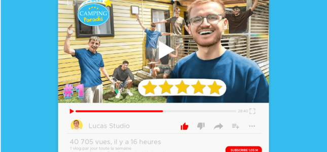 Lucas Studio, star de Youtube et de Camping Paradis