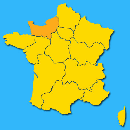 Carte de France avec les campings en Normandie