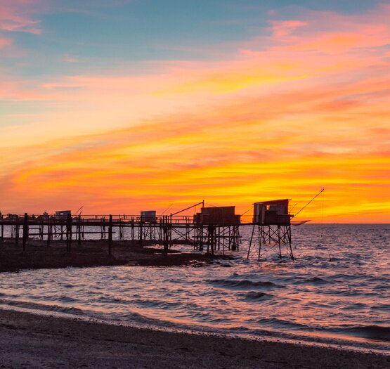 couché de soleil sur une plage du sud-ouest de la France